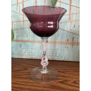Cambridge Amethyst Tall Sherbet Champagne Crystal Purple Glass 1940's VTG